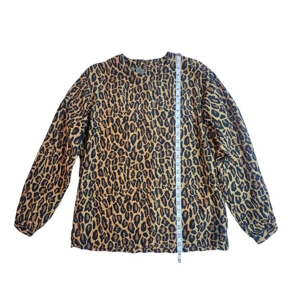 Vintage Robert Stock Blouse Women Medium Leopard Print All Over Silk Long Sleeve - Picture 4 of 9